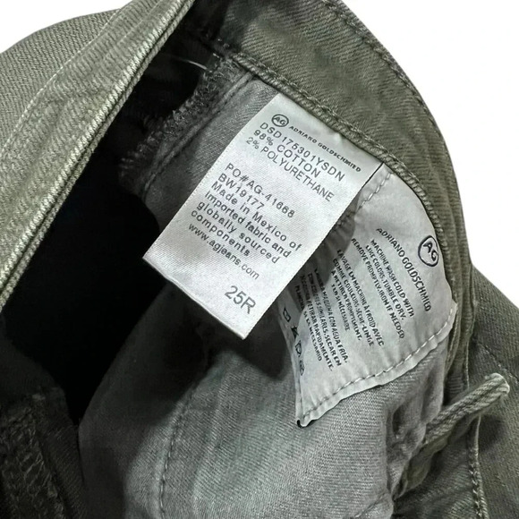AG Adriano Goldschmied Olive Green High Rise Straight Crop The Isabelle Jeans 25 - Picture 5 of 5